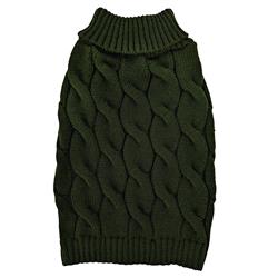 FASHION PET Twisted Cable Sweater Forest Small